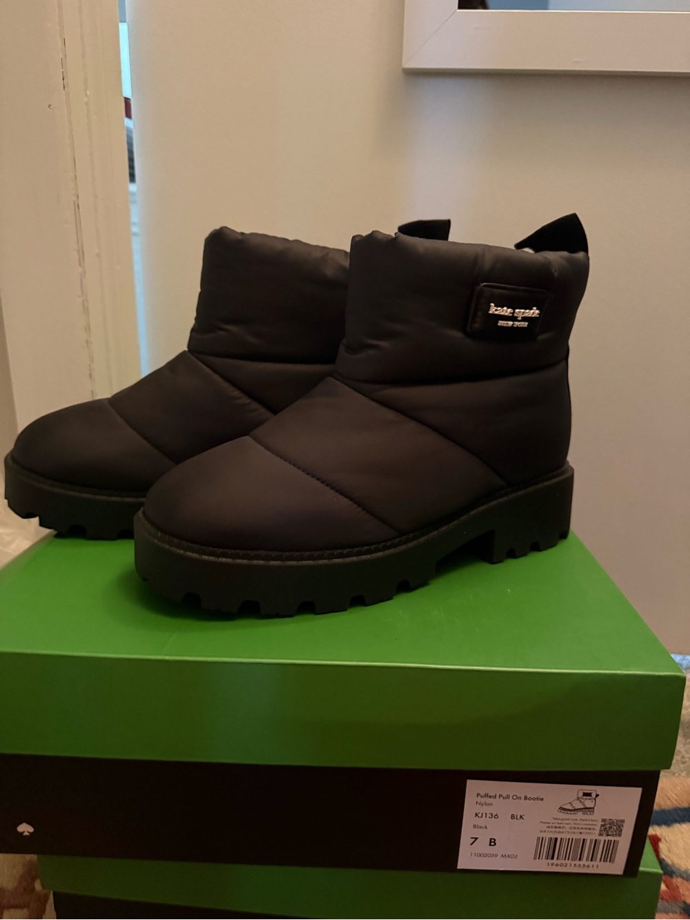 kate spade black quilted ankle booties